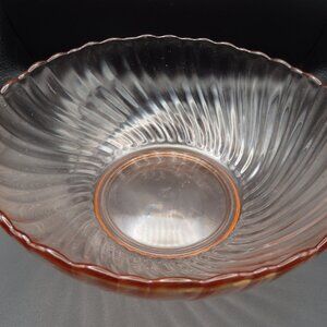 Vintage Arcoroc Rosaline Pink Swirl Glass Serving Bowl